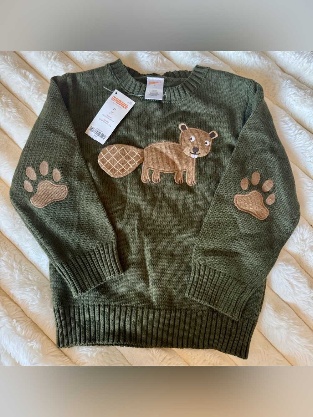 Gymboree Beaver Animal Green Sweater. New with tags. Size 2T. Fall Winter